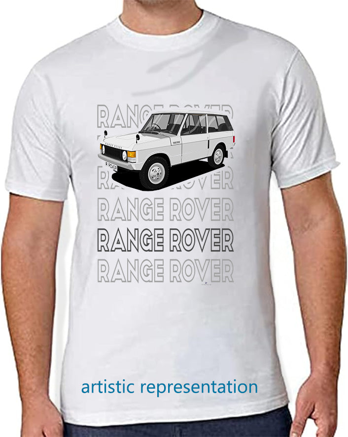 Range  Rover Classic 3 Door in Silver Art T Shirt (Words)