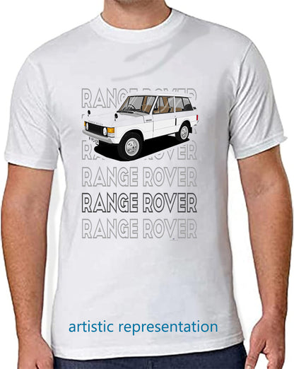 Range  Rover Classic 3 Door in White Art T Shirt (Words)