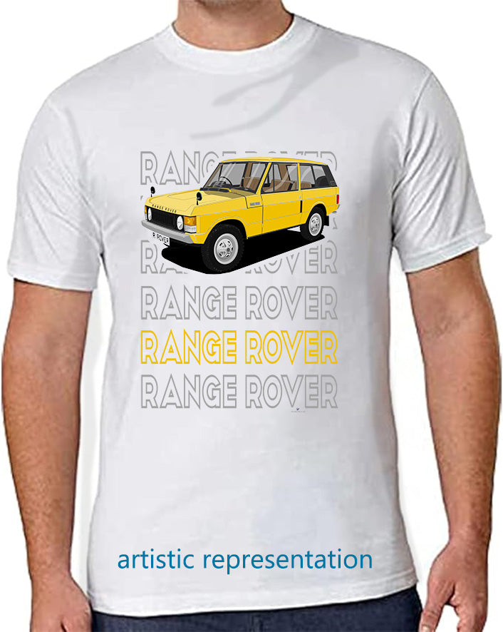Range  Rover Classic 3 Door in Yellow Art T Shirt (Words)