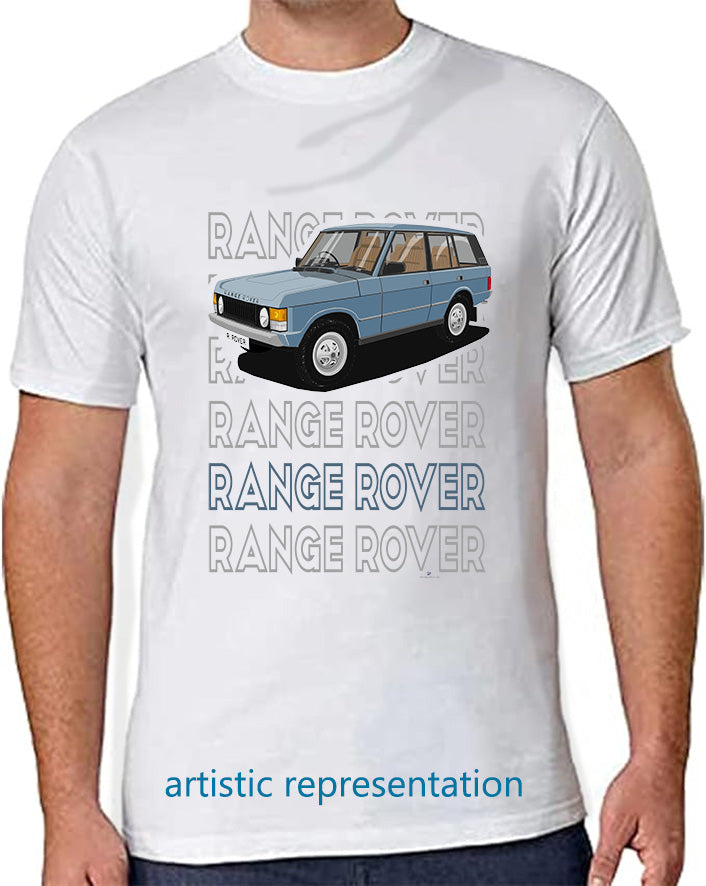 Range  Rover Classic 5 Door in Blue Art T Shirt (Words)