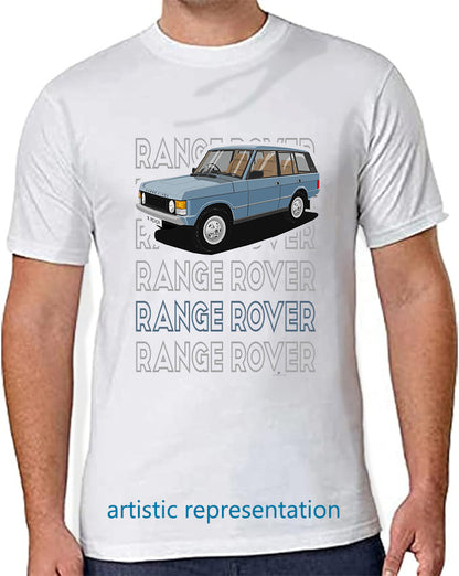 Range  Rover Classic 5 Door in Blue Art T Shirt (Words)