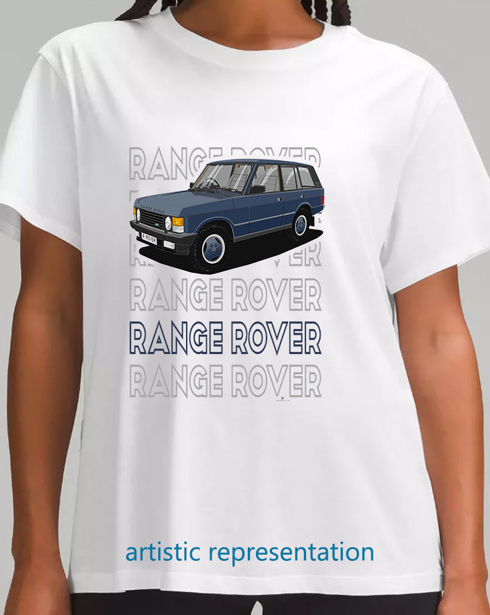 Range  Rover Classic 5 Door facelift in Blue Art T Shirt (Words)