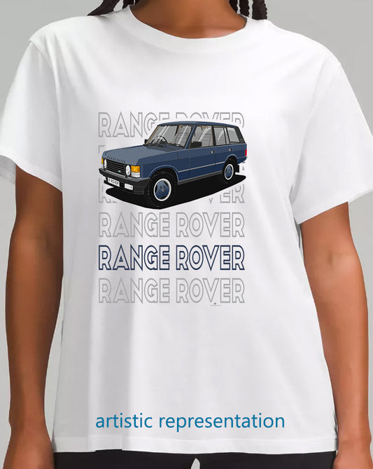 Range  Rover Classic 5 Door facelift in Blue Art T Shirt (Words)