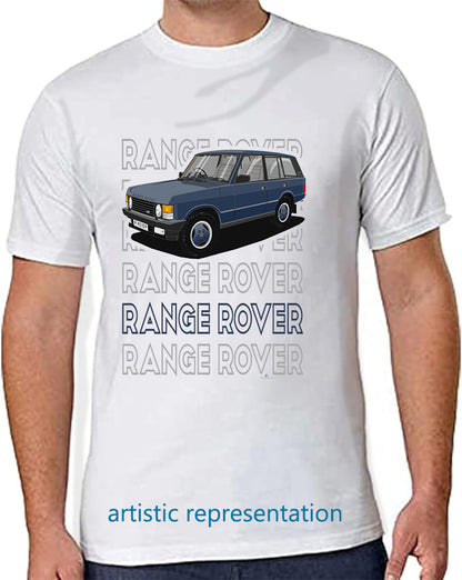 Range  Rover Classic 5 Door facelift in Blue Art T Shirt (Words)