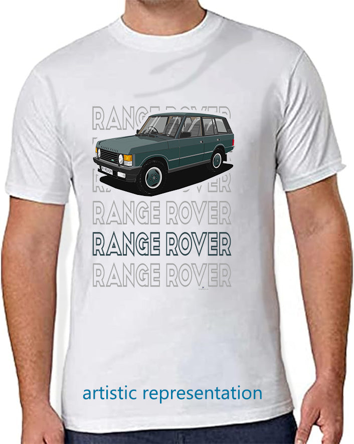 Range  Rover Classic 5 Door facelift in Green Art T Shirt (Words)