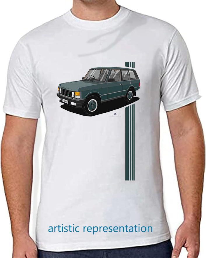 Range  Rover Classic 5 Door facelift in Green Art T Shirt (Stripes)