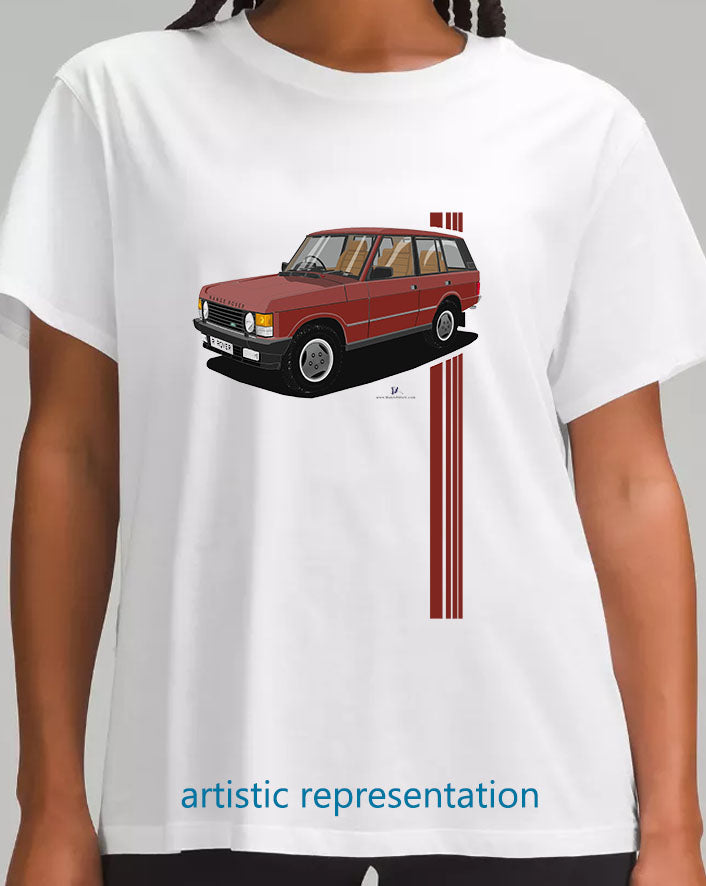 Range  Rover Classic 5 Door facelift in Red Art T Shirt (Stripes)