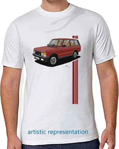 Range  Rover Classic 5 Door facelift in Red Art T Shirt (Stripes)