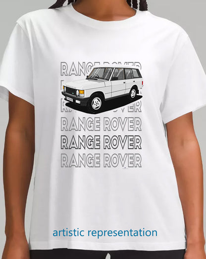 Range  Rover Classic 5 Door facelift in Silver Art T Shirt (Words)