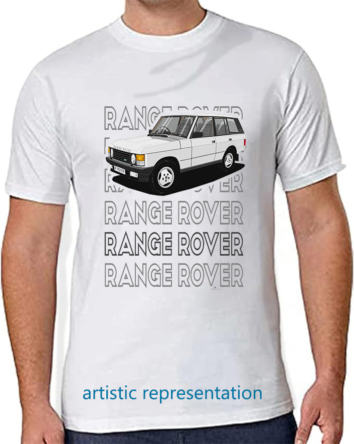Range  Rover Classic 5 Door facelift in Silver Art T Shirt (Words)