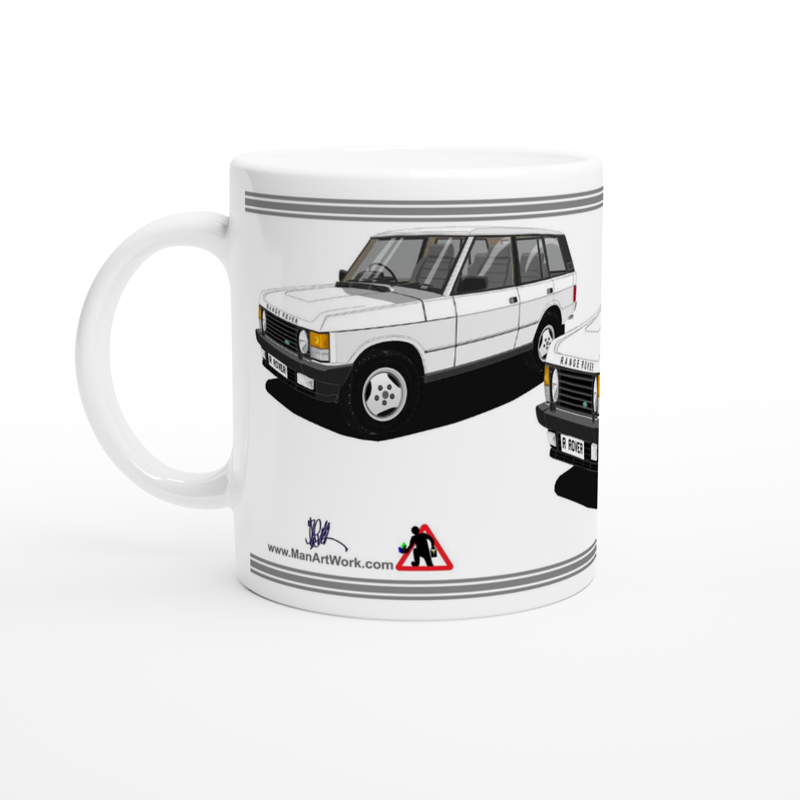 Range Rover Classic 5 Door facelift in White Art Mug