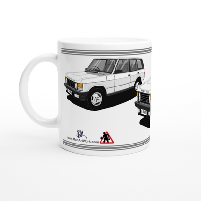 Range Rover Classic 5 Door facelift in White Art Mug