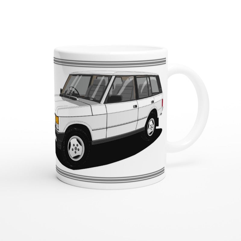 Range Rover Classic 5 Door facelift in White Art Mug