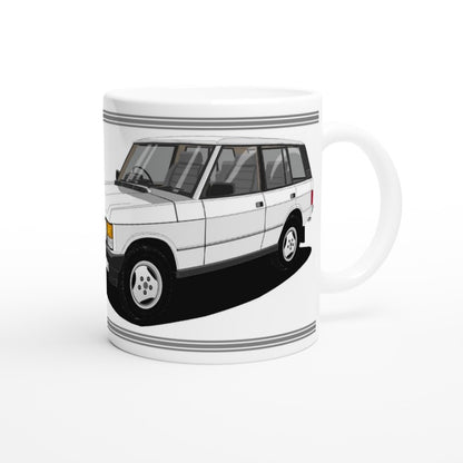 Range Rover Classic 5 Door facelift in White Art Mug
