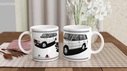 Range Rover Classic 5 Door facelift in White Art Mug