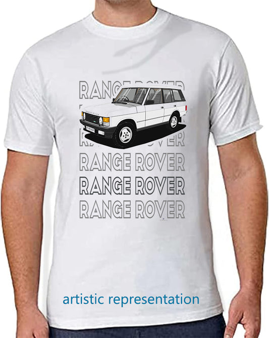 Range  Rover Classic 5 Door facelift in White Art T Shirt (Words)