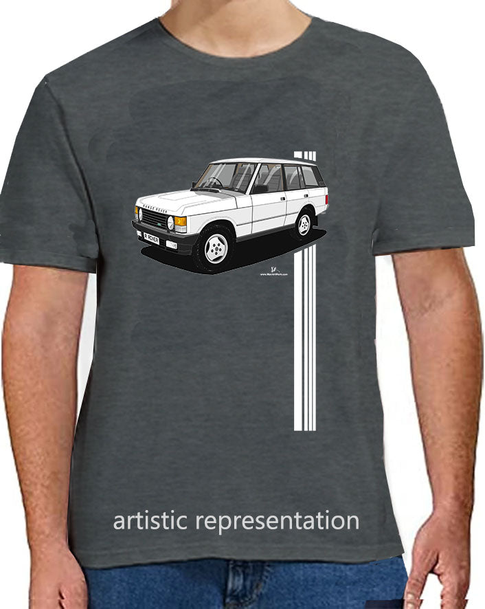 Range  Rover Classic 5 Door in White Art T Shirt (Stripes)