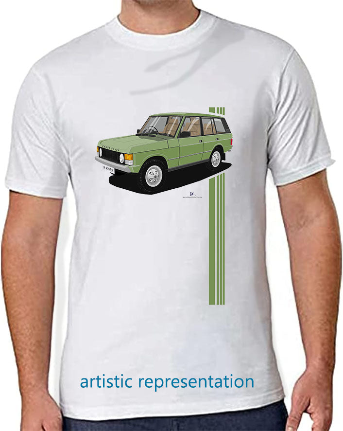 Range  Rover Classic 5 Door in Green Art T Shirt (Stripes)