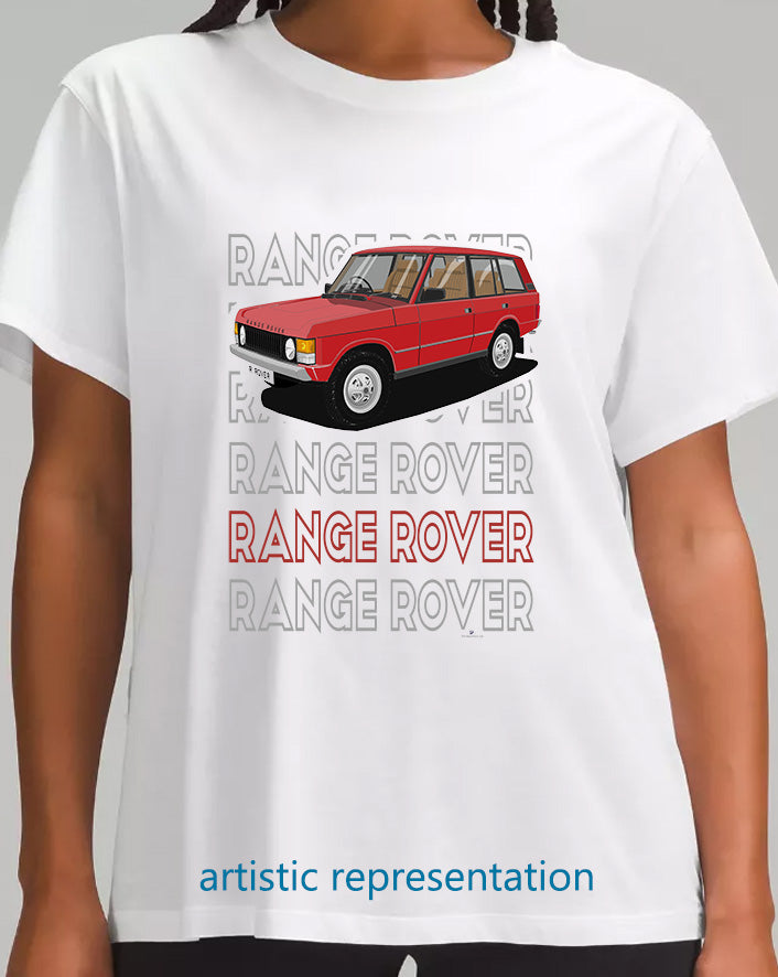 Range  Rover Classic 5 Door in Red Art T Shirt (Words)