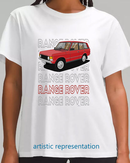 Range  Rover Classic 5 Door in Red Art T Shirt (Words)