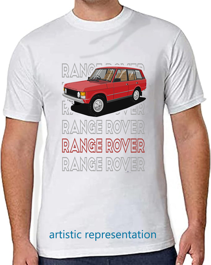 Range  Rover Classic 5 Door in Red Art T Shirt (Words)