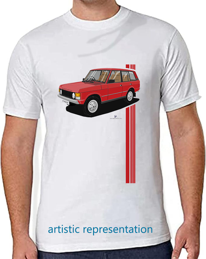 Range  Rover Classic 5 Door in Red Art T Shirt (Stripes)