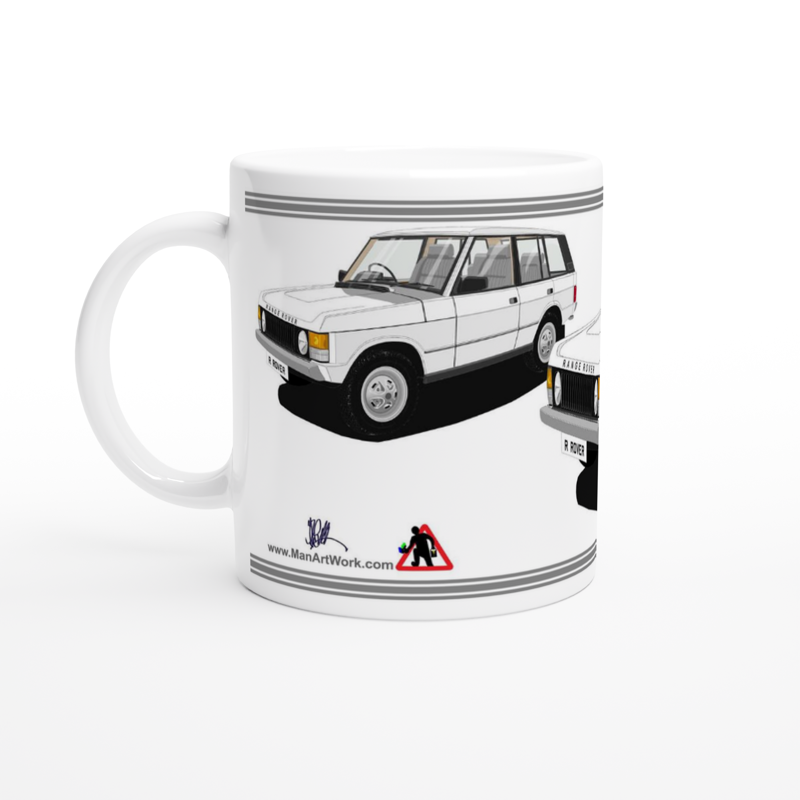 Range Rover Classic 5 Door in White Art Mug
