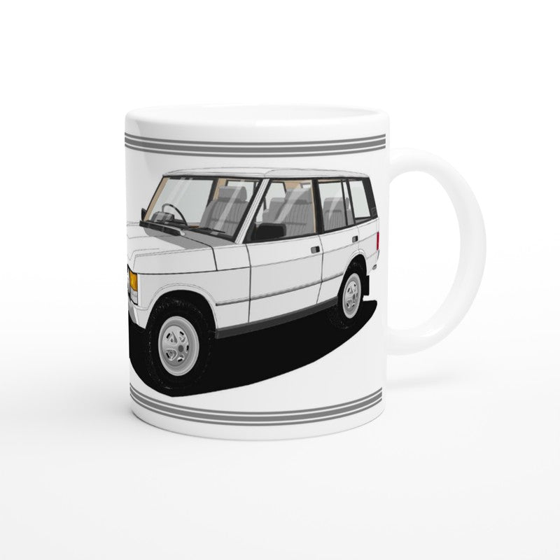Range Rover Classic 5 Door in White Art Mug
