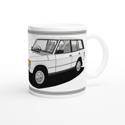 Range Rover Classic 5 Door in White Art Mug