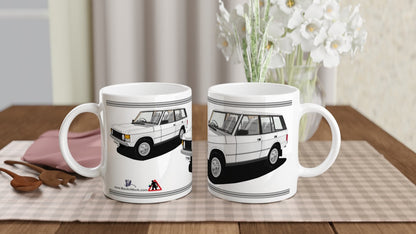 Range Rover Classic 5 Door in White Art Mug