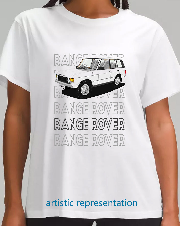 Range  Rover Classic 5 Door in White Art T Shirt (Words)