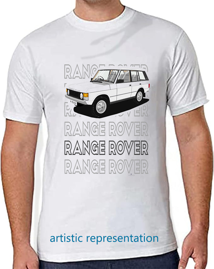 Range  Rover Classic 5 Door in White Art T Shirt (Words)