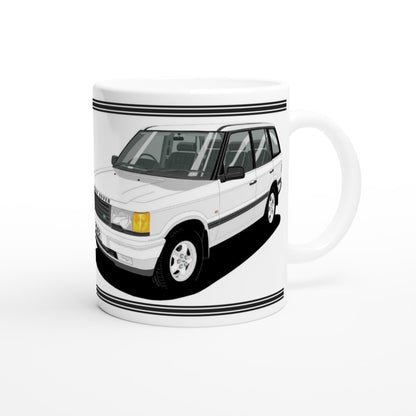 Range Rover Mk2 (P38) in White Art Mug