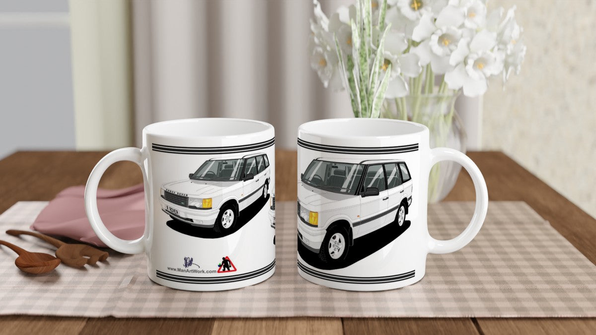 Range Rover Mk2 (P38) in White Art Mug