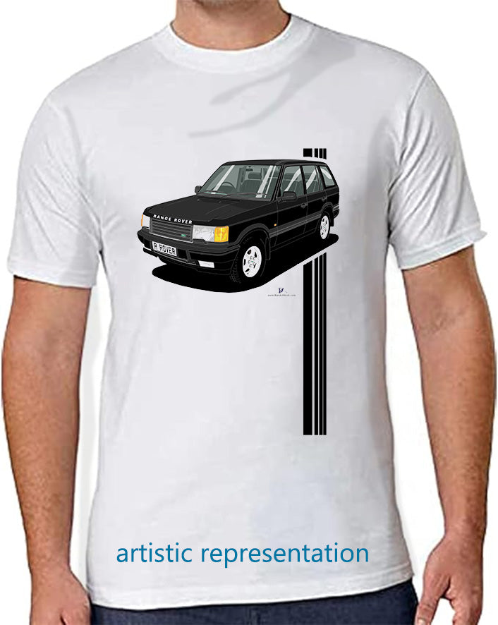 Range Rover Mk2 (P38) in Black (Stripes) Art T Shirt
