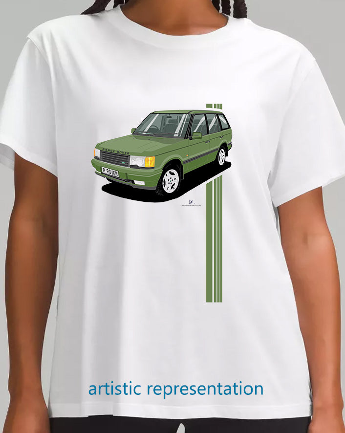 Range Rover Mk2 (P38) in Green (Stripes) Art T Shirt