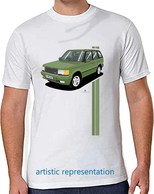 Range Rover Mk2 (P38) in Green (Stripes) Art T Shirt
