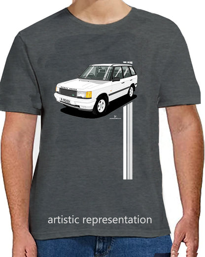 Range Rover Mk2 (P38) in White (Stripes) Art T Shirt
