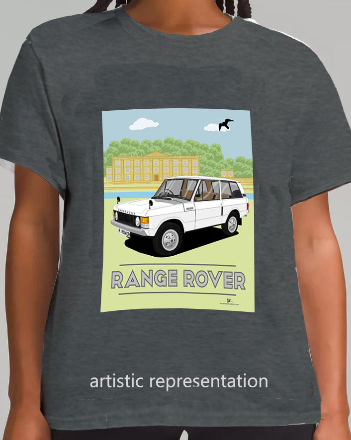 Range  Rover Classic 3 Door in White Art T Shirt (Scene)
