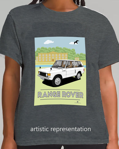 Range  Rover Classic 3 Door in White Art T Shirt (Scene)