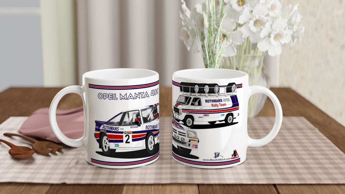 Rothmans Opel Manta 400 and GMC Service Van Rally Car Mug