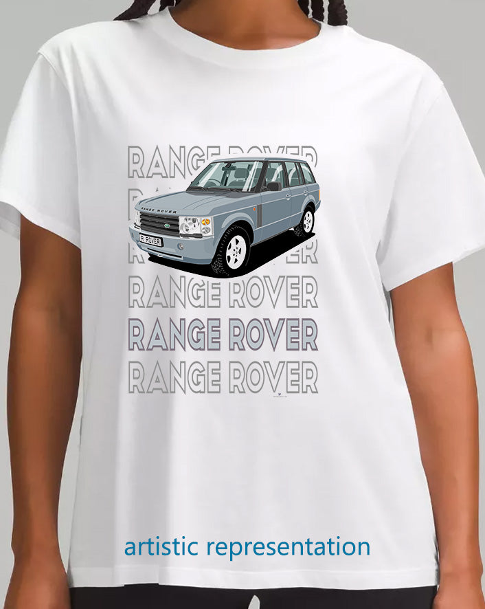 Range Rover Mk3 (L322) in Light-Blue (Words) Art T Shirt
