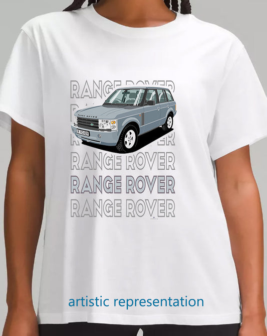 Range Rover Mk3 (L322) in Light-Blue (Words) Art T Shirt