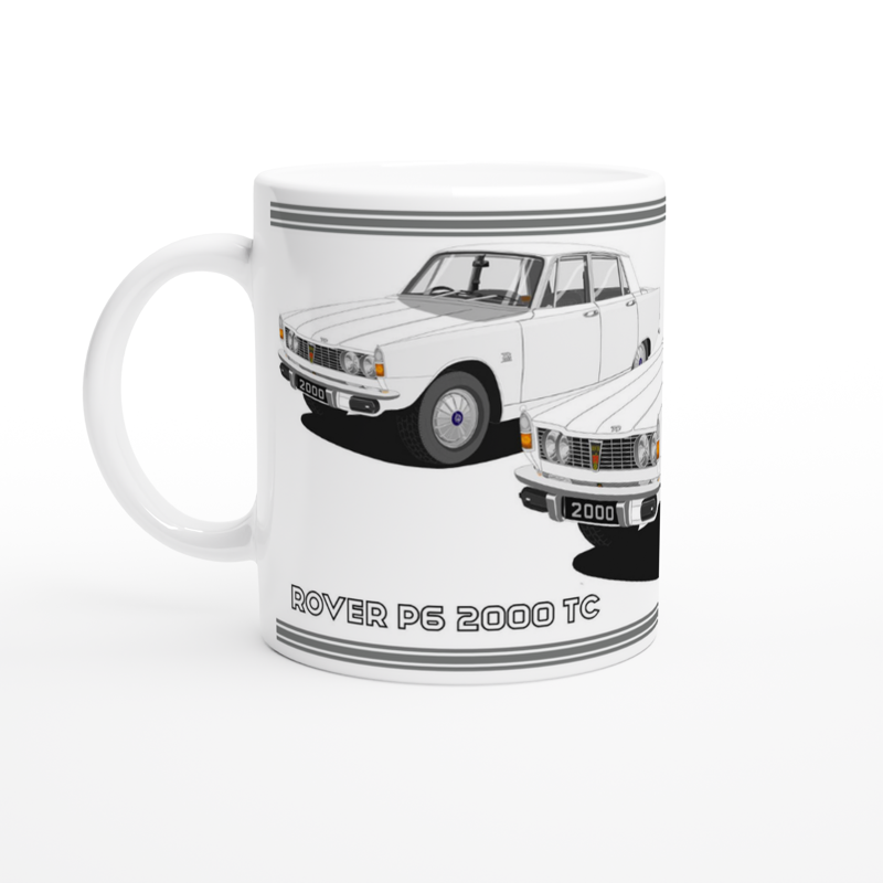 Rover P6 S1 2000 TC in White Art Mug