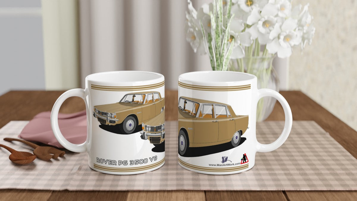 Rover P6 S1 3500 V8 in Beige Art Mug