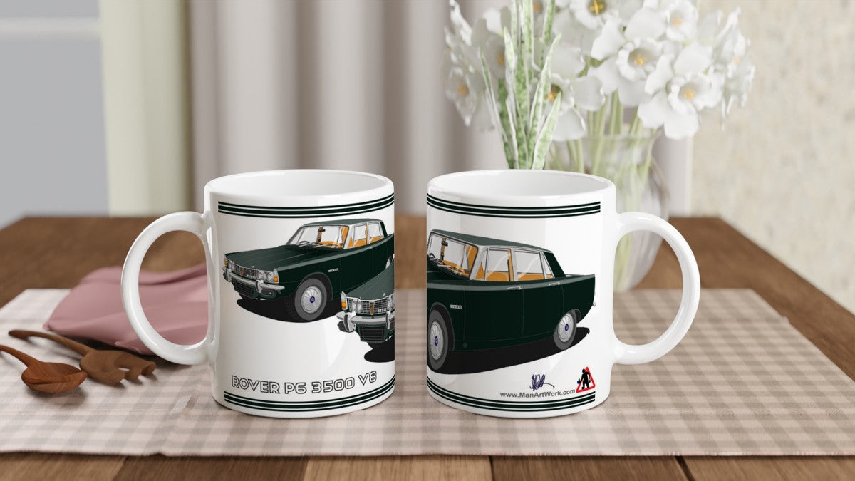 Rover P6 S1 3500 V8 in Green Art Mug