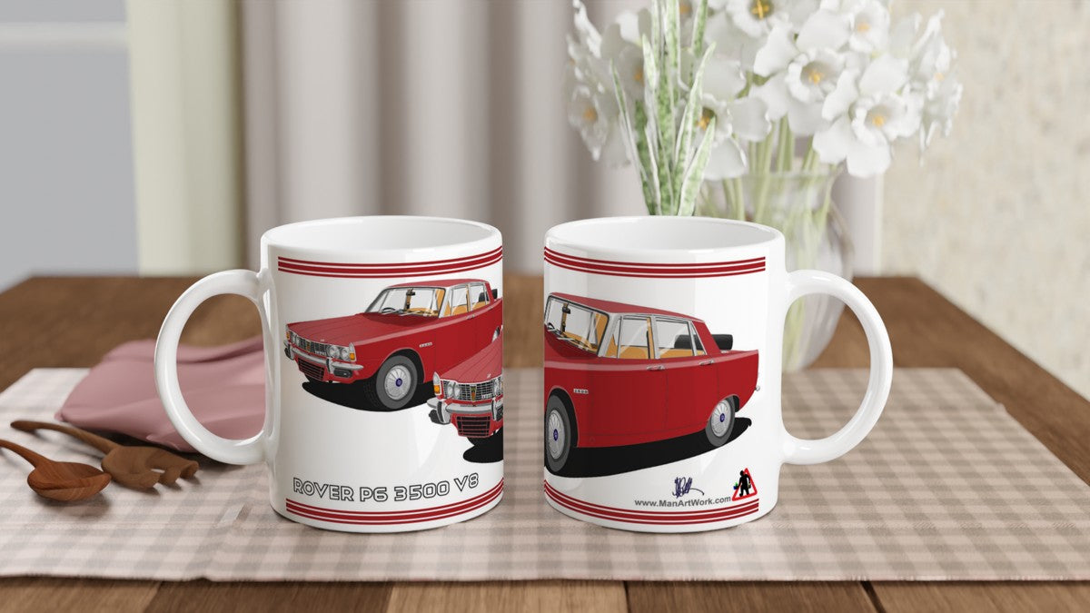 Rover P6 S1 3500 V8 in Red Art Mug