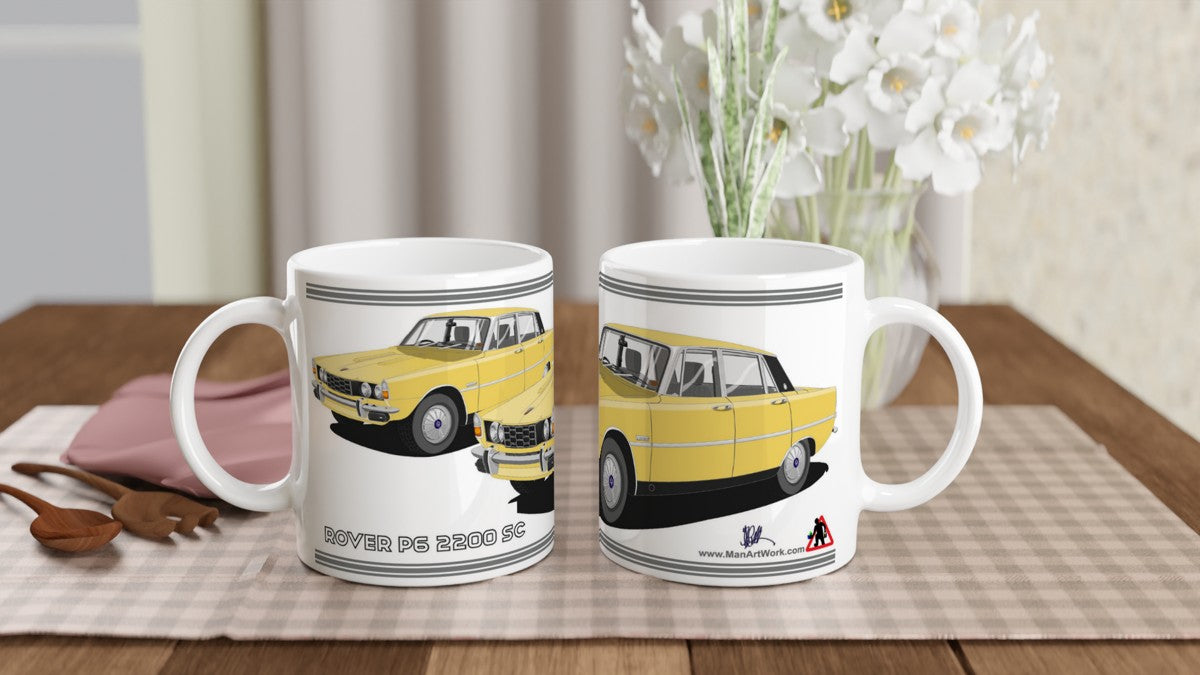 Rover P6 S2 2200 SC in Yellow Art Mug