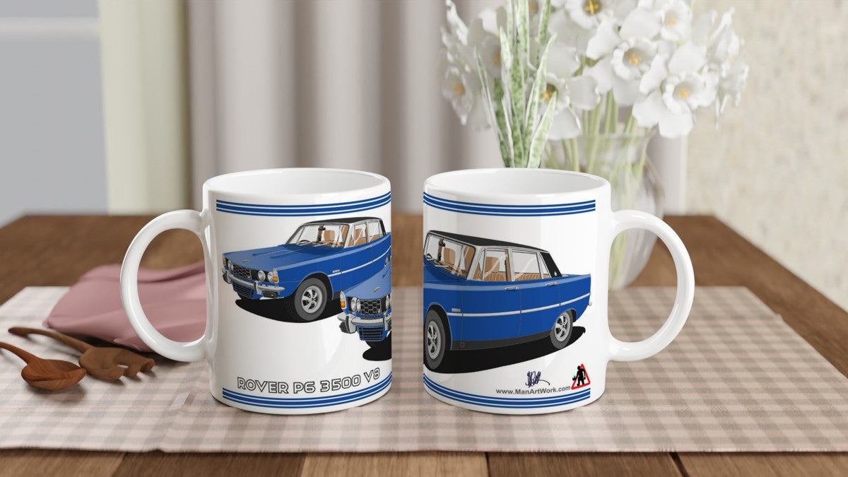 Rover P6 S2 3500 V8 in Blue Art Mug