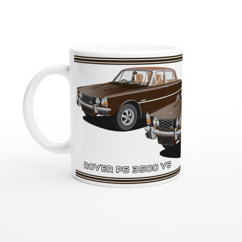 Rover P6 S2 3500 V8 in Brown Art Mug